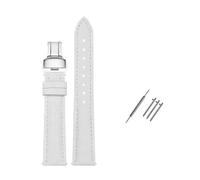 Rodsah Litschi-Muster, 12-26 mm, Echtlederarmband, flache Schnittstelle, Uhrenzubehör,Weiß,22mm