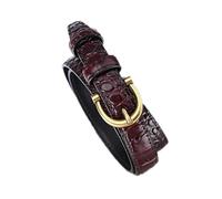 Rodsah Vintage-Ledergürtel für Damen mit Krokodilmuster, 1,8 cm breit, dekorativer Gürtel für Jeans und Anzughosen mit goldener Schnalle,Braun,105x1.8cm