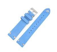 Rodsah Wildlederarmband, 18-24 mm, Vintage-Armband, handgefertigte Nähte,Hellblau,18mm