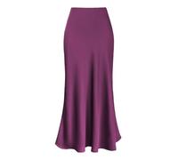 Röcke Damen Satinrock Lang Satin Rock Midi Rock Midi Satin Business Midirock Bleistiftrock Maxirock Long Skirt Satin Kleid Heißes Rosa M