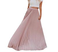 Röcke Für Damen Lang Sommer, Faltenrock Damen Langer Rock, Retro Sommerrock Leicht Plisseerock High Waist Große Größen Maxirock a Linien Musselin Festival Plissee Boho Rock Maxi Dünn Damen Rock Sommer