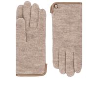 Roeckl Handschuhe Damen Wolle Leder-Paspel Größe 7,5 Natur