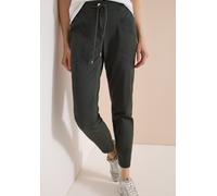 Röhrenhose CECIL, Damen, Gr. M, Länge 28, grün (clear khaki), Stoff, 60% Lyocell, 37% Baumwolle, 3% Elasthan, unifarben, loose fit knöchelfrei, Hosen, Elastikbund mit Tunnelzug (84816900-M) clear khak