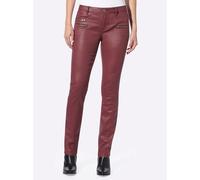 Röhrenhose HEINE, Damen, Gr. 17, Kurzgrößen, rot (bordeaux), 98% Baumwolle, 2% Elasthan, Beschichtung:100% Polyurethan, unifarben, lang, Hosen (57329634-17) bordeaux