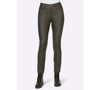 Röhrenhose HEINE, Damen, Gr. 19, Kurzgrößen, grün (khaki), 76% Viskose, 21% Polyamid, 3% Elasthan, Miedereinsatz:15% Elasthan, 85% Polyamid, unifarben, lang, Hosen (67096133-19) khaki