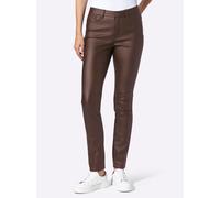 Röhrenhose HEINE, Damen, Gr. 20, Kurzgrößen, braun (schoko), 76% Viskose, 21% Polyamid, 3% Elasthan, Miedereinsatz:15% Elasthan, 85% Polyamid, unifarben, lang, Hosen (11245736-20) schoko