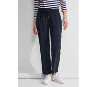 Röhrenhose STREET ONE, Damen, Gr. 34, Länge 28, blau (tiefblau), Stoff, 100% Viskose, unifarben, loose fit lang, Hosen, Middle Waist (84733916-34) tiefblau