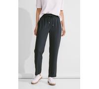 Röhrenhose STREET ONE, Damen, Gr. 34, Länge 28, grau (schwarz stone grau), Stoff, 100% Viskose, unifarben, loose fit lang, Hosen, Middle Waist (24416169-34) schwarz stone grau