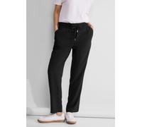 Röhrenhose STREET ONE, Damen, Gr. 36, Länge 28, schwarz, Stoff, 100% Viskose, unifarben, loose fit lang, Hosen, Middle Waist (57908705-36) schwarz