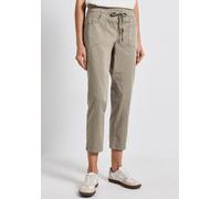 Röhrenhose STREET ONE, Damen, Gr. 42, Länge 28, grau (buff grau), Web, 97% Baumwolle, 3% Elasthan, unifarben, loose fit knöchelfrei, Hosen, mit Elastikbund (53053719-42) buff grau