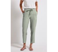 Röhrenhose STREET ONE, Damen, Gr. 46, Länge 28, grün (dusty milky grün), Stoff, 83% Modal, 17% Polyester, unifarben, loose fit knöchelfrei, Hosen, mit Elastikbund (79623827-46) dusty milky grün