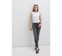Röhrenjeans MAVI "ADRIANA", Damen, Gr. 26, Länge 34, grau (dunkelgrau distressed str), 80% Baumwolle, 18% recycelter Polyester, 2% Elasthan, normal normal, Jeans, skinny Fit (71196357-26) dunkelgrau d