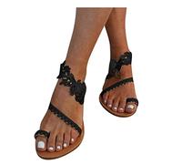 Römersandalen Damen Flach: Zehensandalen Sommerschuhe Boho Strandsandalen Brautschuhe Sommer Flache Sandalen Riemensandale Spitze Retro Flip Flop Outdoorsandalen Arbeitsschuhe