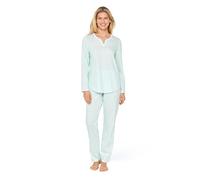 Rösch Damenpyjama 1884146 c16389 Baumwolle Punkte Streifen Langarm Cool Mint Größe 46