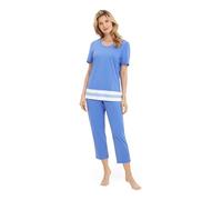 Rösch Pyjama mit Colourblocking-Details Blau Baumwolle/Modal 1253150