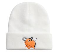 Roffatide Anime Chainsaw Man Beanie Hat Pochita Denji Skull Caps Winter Strickmütze für Jungen Mädchen Gestickte Beanie Mütze