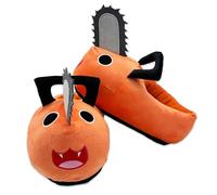 Roffatide Anime Chainsaw Man Fuzzy Hausschuhe Pochita Nette Geschlossene Zehe Open Back Schaum Denji Hausschuhe mit Gummisohle für Frauen und Männer One Size