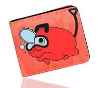 Roffatide Anime Chainsaw Man Pochita Geldbörsen Frauen Kunstleder Bi-Fold Reise Geldbörse Münzbeutel Geldbörsen Schlankes Portemonnaie mit einfacher Faltung Orange