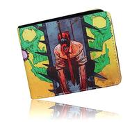Roffatide Anime Chainsaw Man Pochita Geldbörsen Männer Kunstleder Bi-Fold Reisegeldbörse Münzbeutel Geldbörsen Schlanke Brieftasche mit einfacher Faltung Gelb