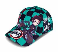 Roffatide Anime Demon Slayer Baseballmütze mit Hauptcharakter Kamado Tanjirou Bedruckt Einstellbare Baumwolle Dad Hat Einheitsgröße