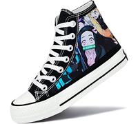 Roffatide Anime Demon Slayer High Top Canvas Sneakers Bedruckte Flache Schuhe Slip-Ons Schnür-Skateboardschuhe Schwarz B Unisex 37