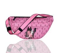 Roffatide Anime Demon Slayer Kamado Nezuko Crossbody Fanny Pack für Männer Frauen Gürteltasche Hip Bum Bag Sling Tasche Brustbeutel Rucksack Rosa