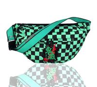 Roffatide Anime Demon Slayer Kamado Tanjirou Crossbody Fanny Pack für Männer Frauen Gürteltasche Hip Bum Bag Sling Tasche Brustbeutel Rucksack Grün/Schwarz