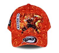 Roffatide Anime Demon Slayer Logo Baseballmütze mit Rengoku Kyoujurou Motiv bedruckt Verstellbare Vatermütze Baumwolle Orange