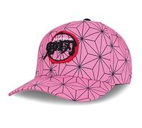 Roffatide Anime Demon Slayer Logo Stickerei Baseballmütze mit Kamado Nezuko Motiv bedruckt Verstellbare Vatermütze Baumwolle Rosa