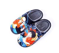 Roffatide Anime Fuzzy Hausschuhe Geschlossene Zehe offen zurück mit Gummisohle Hausschuhe rutschfest Indoor Plüsch Schuhe für Frauen Männer Euro 46-47