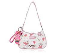 Roffatide Anime Melody Nette Umhängetaschen für Frauen Freunde PU Tote Handtasche mit Reißverschluss Mini Clutch Schulter Geldbörse Unterarm Geldbörse (mit Anhänger)