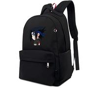 Roffatide Anime Naruto Uchiha Sasuke Rucksack für Jungen Mädchen Bedruckte Schultasche Leichte Büchertasche Nylon Daypack Schwarz