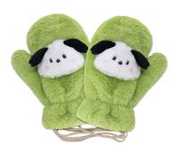 Roffatide Anime Pachacco Cozy Wool Knit Thick Gloves Mittens Full Finger Plush Fleece Winter Embroidered Cute Cinnamoroll Handschuhe mit Mädchen Jungen Grün