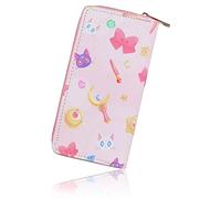Roffatide Anime Sailor Moon Brieftasche Women's Zip Around Clutch Brieftasche Cartoon Lange Reise Geldbörse Geldbörse aus Kunstleder Reisepass Telefon Kartenhalter Geldbörse