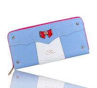 Roffatide Anime Sailor Moon Lange Reise Geldbörse für Mädchen Frauen Zip um Clutch Brieftasche Rosa Kunstleder Geldbörse Reisepass Telefon Karteninhaber Brieftasche