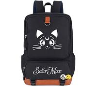 Roffatide Anime Sailor Moon Luna Cat Tsukino Usagi Gedruckter Rucksack Leuchtende Schultasche Laptop Rucksack Dayback Schwarz