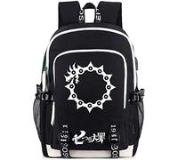 Roffatide Anime The Seven Deadly Sins Leuchtender Rucksack Gedruckter Schultaschen-Laptop mit USB-Ladeanschluss und Kopfhöreranschluss Schwarz