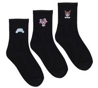 Roffatide Cartoon Melody Frauen niedlich und Neuheit Casual Crew Socken 3 Paare Cinnamoroll Ankle High Dress Socken niedlich Kuromi Socken für Frauen und Mädchen