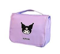 Roffatide Cartoon Niedlich Kuromi Kosmetiktasche Hängende Reise Makeup Organizer mit Griff Haken Transparent Kosmetiktasche Tragbare Kosmetiktasche für Frauen Lila