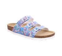 Pantolette ROHDE "Alba", Damen, Gr. 39, hellblau multicolor, Nubuklederimitat, mehrfarbig, Basic, Schuhe Pantolette, Sommerschuh, Hausschuh mit drei verstellbaren Schnallen (96295633-39) hellblau mult