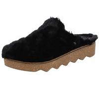 Rohde Damen Clog Pantolette Textil Plüsch flauschig weich bequem Foggia-D 6118, Größe:37 EU, Farbe:Schwarz