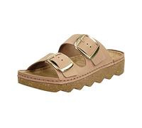 Pantolette ROHDE "Foggia-D" Gr. 36, braun (nuss (74)) Damen Schuhe Pantoletten Keilabsatz, Sommerschuh mit goldfarbenen Schnallen, Weite G (47226912-36)