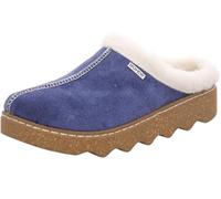 Rohde Schuhe Damen-Pantoffel Foggia Leder Schurwollfutter Plateau Blau 38