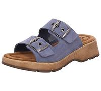 Rohde Damen Leder Pantoletten Clogs Schnalle Licata 6262, Größe:40 EU, Farbe:Blau