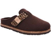 Pantoffel ROHDE "MERAN", Damen, Gr. 42, braun (dunkelbraun), Filz, meliert, Schuhe, Hausschuh, Clog, Schlappen mit Klettriemchen (91292527-42) dunkelbraun