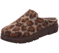 Rohde Damen Pantoffel Filz Hausschuh Leoparden Muster Plateausohle Firenze 6101, Größe:37 EU, Farbe:Braun