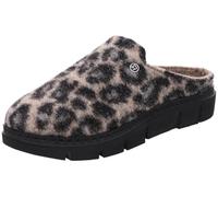 Rohde Damen-Pantoffel Firenze 6101 Filz Leopardenmuster Plateausohle Schwarz Größe 40