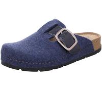Rohde Damen Pantoffel Hausschuh Filz Clog Schnalle Memoryfußbett D.Soave 6012, Größe:39 EU, Farbe:Blau