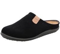 Rohde Damen Pantoffel Hausschuh Velours Leder Wechselfußbett Perugia 2020, Größe:40 EU, Farbe:Schwarz
