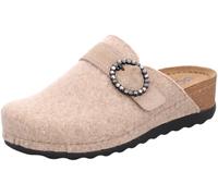 Rohde Damen Pantoffel Softfilz Hausschuh mit Lederdecksohle Soave-40 6055, Größe:37 EU, Farbe:Beige